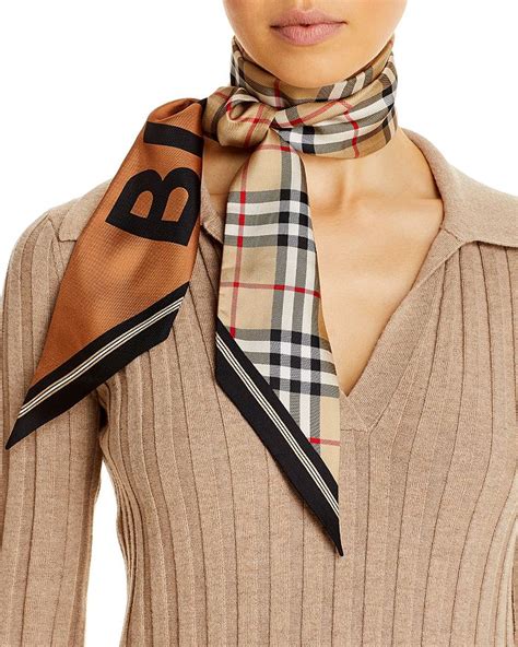 burberry vintage check & logo silk skinny scarf|burberry vintage check high top.